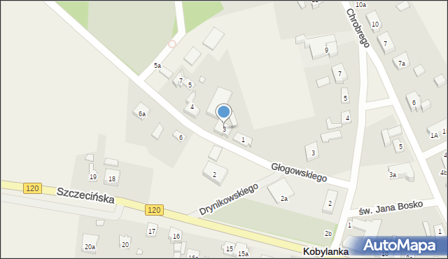 Kobylanka, Głogowskiego Piotra, ks., 3, mapa Kobylanka