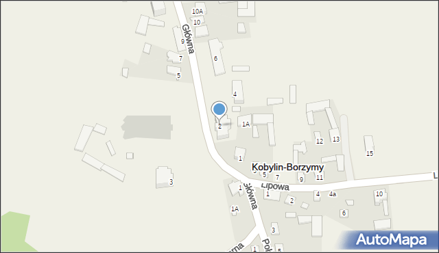 Kobylin-Borzymy, Główna, 2, mapa Kobylin-Borzymy