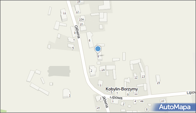 Kobylin-Borzymy, Główna, 4, mapa Kobylin-Borzymy