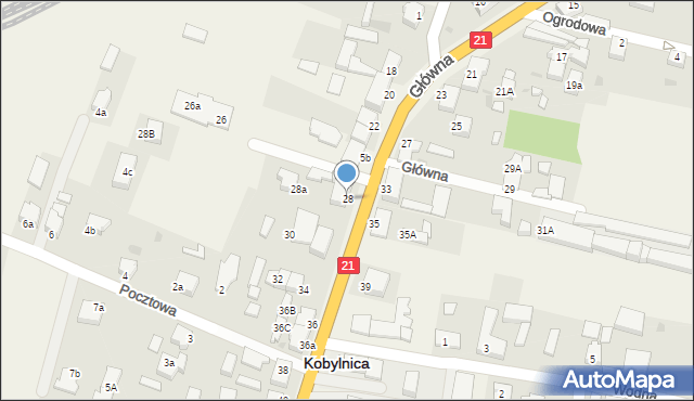 Kobylnica, Główna, 28, mapa Kobylnica