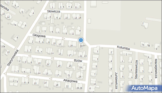 Kołobrzeg, Głogowa, 20, mapa Kołobrzegu