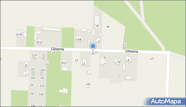 Kolonia Zawada, Główna, 11, mapa Kolonia Zawada