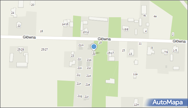 Kolonia Zawada, Główna, 21, mapa Kolonia Zawada