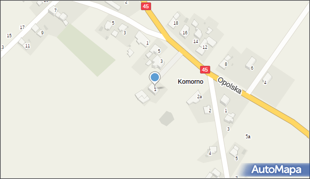 Komorno, Główna, 1, mapa Komorno