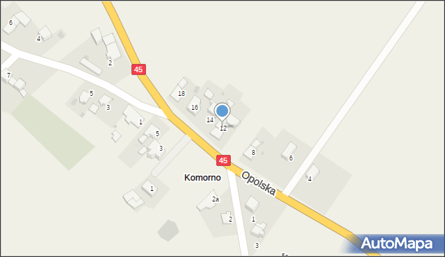 Komorno, Główna, 12, mapa Komorno