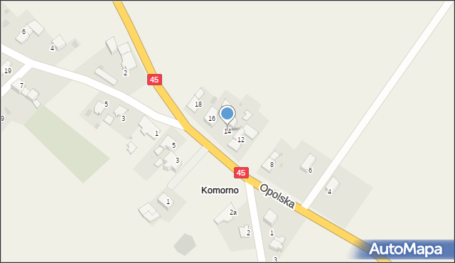 Komorno, Główna, 14, mapa Komorno