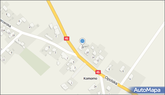 Komorno, Główna, 18, mapa Komorno