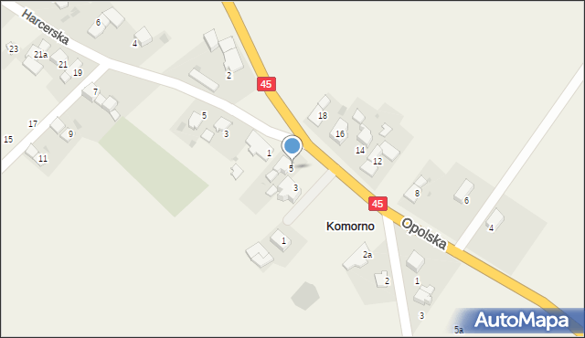 Komorno, Główna, 5, mapa Komorno