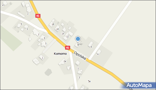 Komorno, Główna, 8, mapa Komorno