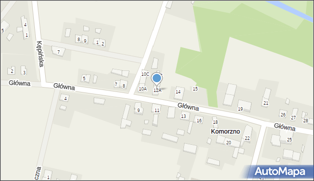 Komorzno, Główna, 12A, mapa Komorzno