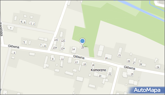 Komorzno, Główna, 15, mapa Komorzno