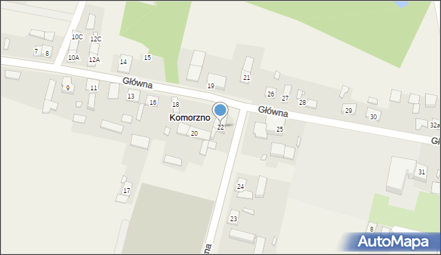 Komorzno, Główna, 22, mapa Komorzno