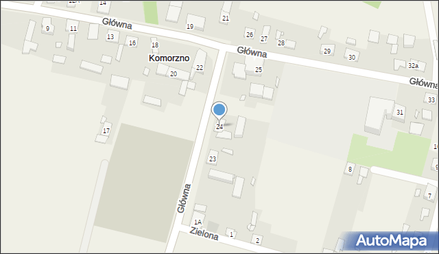 Komorzno, Główna, 24, mapa Komorzno