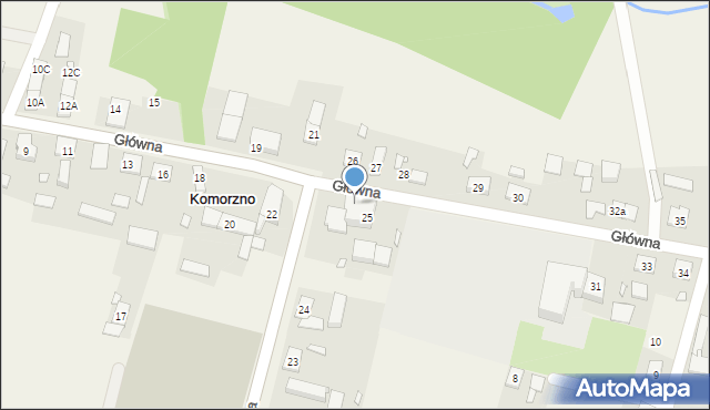 Komorzno, Główna, 25a, mapa Komorzno