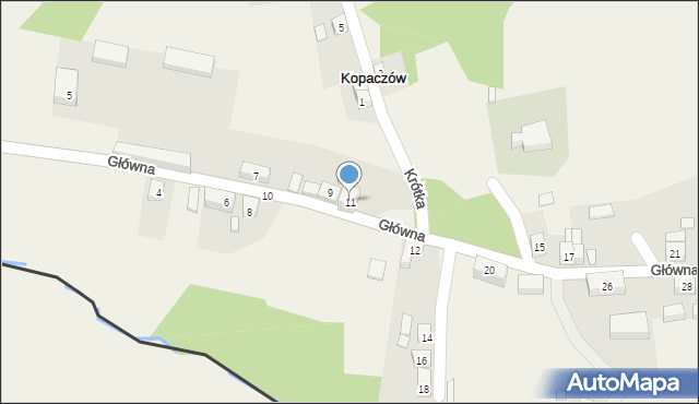 Kopaczów, Główna, 11, mapa Kopaczów