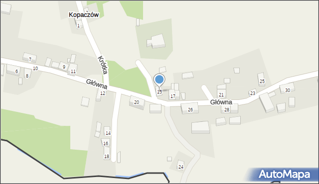 Kopaczów, Główna, 15, mapa Kopaczów