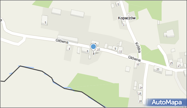 Kopaczów, Główna, 8, mapa Kopaczów