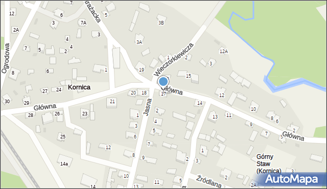 Kornica, Główna, 17, mapa Kornica