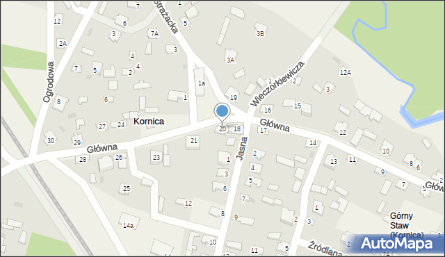 Kornica, Główna, 20, mapa Kornica