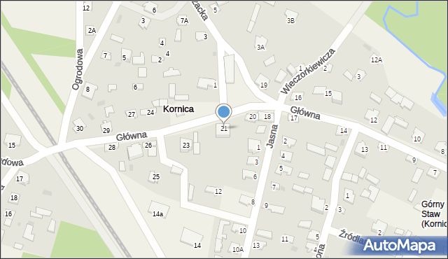 Kornica, Główna, 21, mapa Kornica