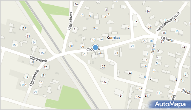 Kornica, Główna, 26A, mapa Kornica