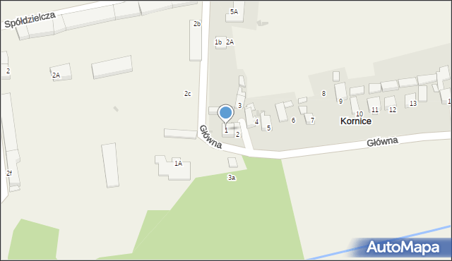 Kornice, Główna, 1, mapa Kornice