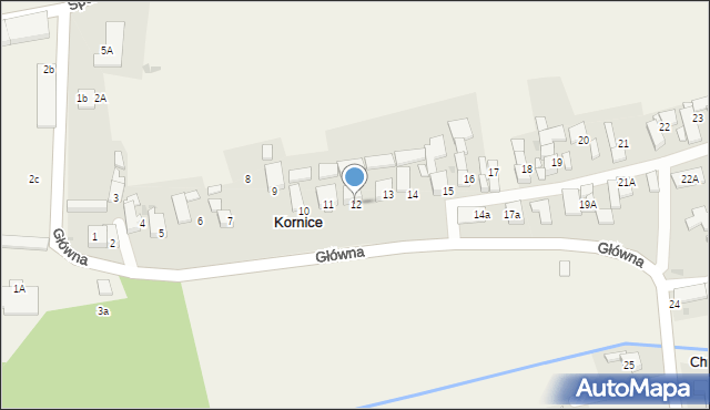 Kornice, Główna, 12, mapa Kornice