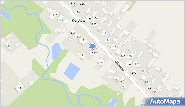 Korytów, Główna, 109, mapa Korytów