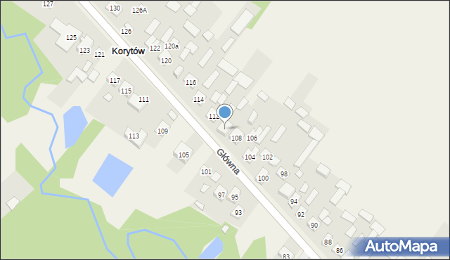 Korytów, Główna, 110, mapa Korytów