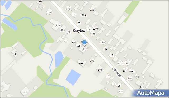 Korytów, Główna, 111, mapa Korytów