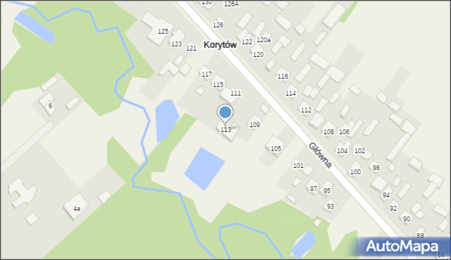 Korytów, Główna, 113, mapa Korytów