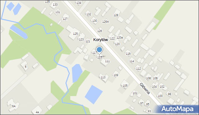 Korytów, Główna, 115, mapa Korytów