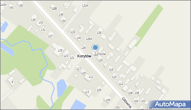 Korytów, Główna, 122, mapa Korytów