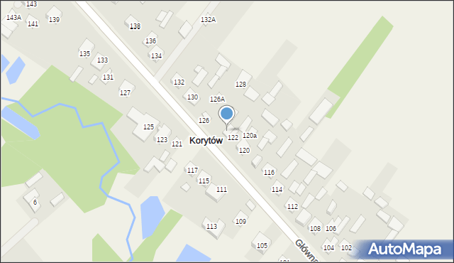 Korytów, Główna, 124, mapa Korytów