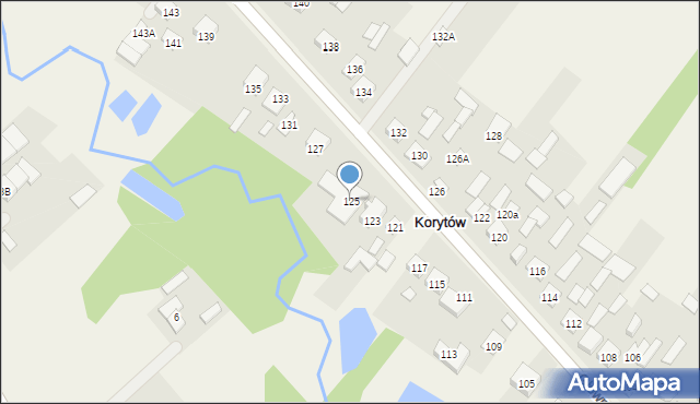 Korytów, Główna, 125, mapa Korytów