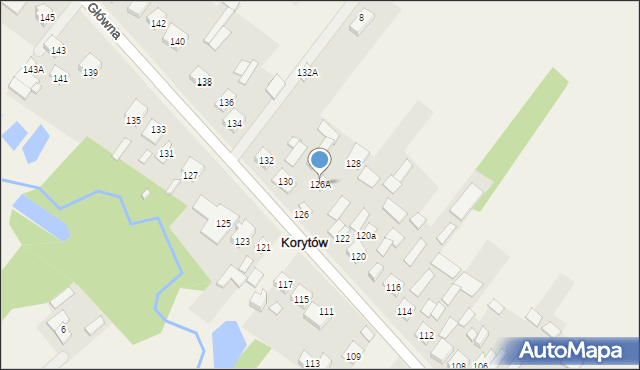 Korytów, Główna, 126A, mapa Korytów