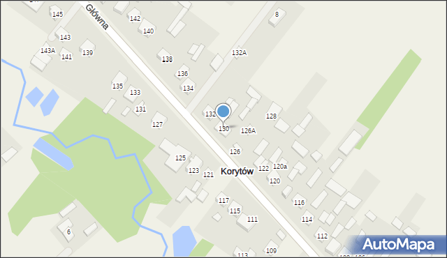 Korytów, Główna, 130, mapa Korytów