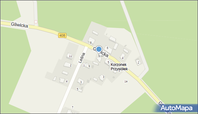 Korzonek, Gliwicka, 7, mapa Korzonek