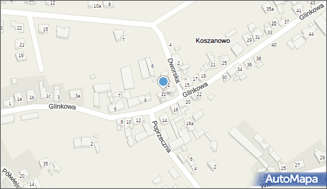 Koszanowo, Glinkowa, 11, mapa Koszanowo