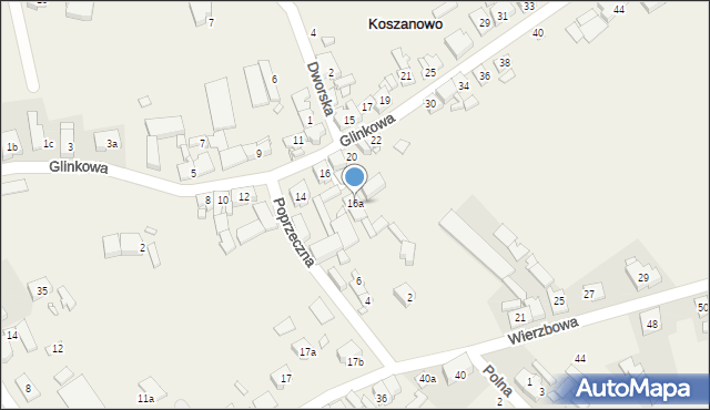 Koszanowo, Glinkowa, 16a, mapa Koszanowo