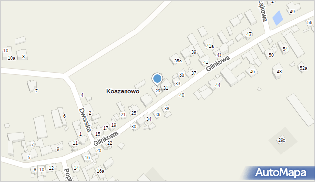 Koszanowo, Glinkowa, 29, mapa Koszanowo