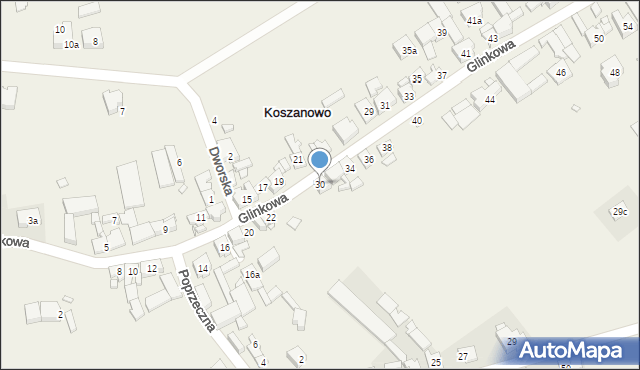 Koszanowo, Glinkowa, 30, mapa Koszanowo