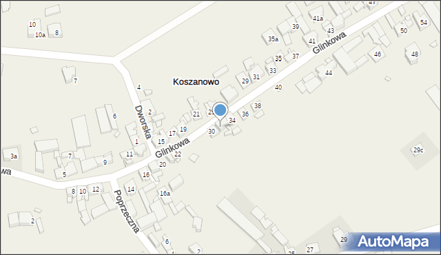 Koszanowo, Glinkowa, 32, mapa Koszanowo