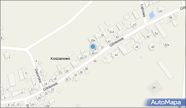 Koszanowo, Glinkowa, 33, mapa Koszanowo