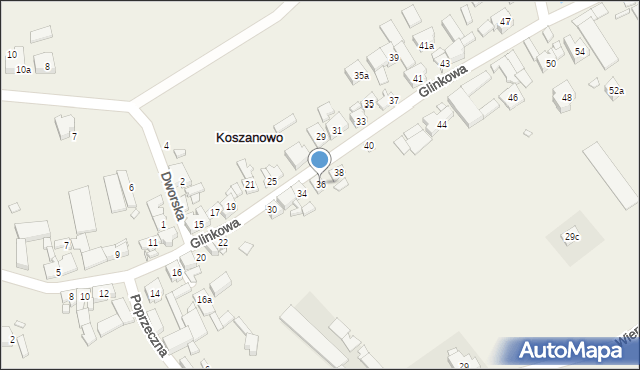 Koszanowo, Glinkowa, 36, mapa Koszanowo