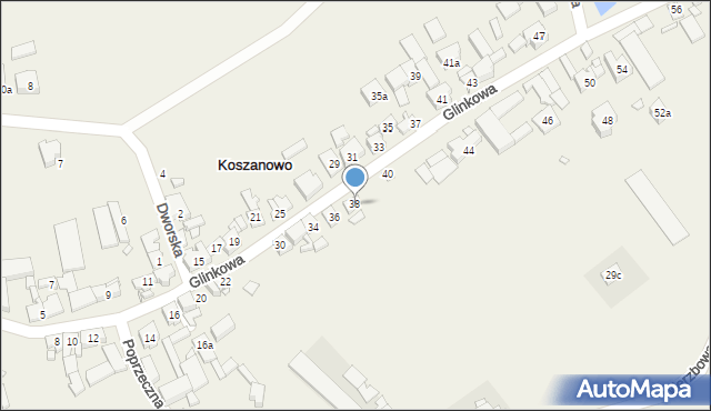 Koszanowo, Glinkowa, 38, mapa Koszanowo