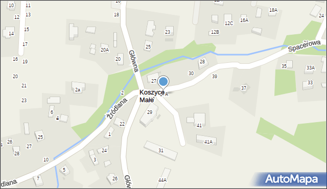 Koszyce Małe, Główna, 27A, mapa Koszyce Małe