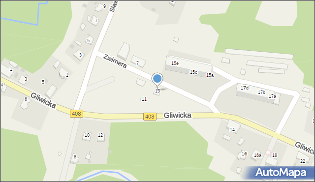 Kotlarnia, Gliwicka, 13, mapa Kotlarnia