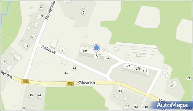 Kotlarnia, Gliwicka, 15c, mapa Kotlarnia