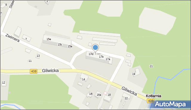 Kotlarnia, Gliwicka, 17c, mapa Kotlarnia